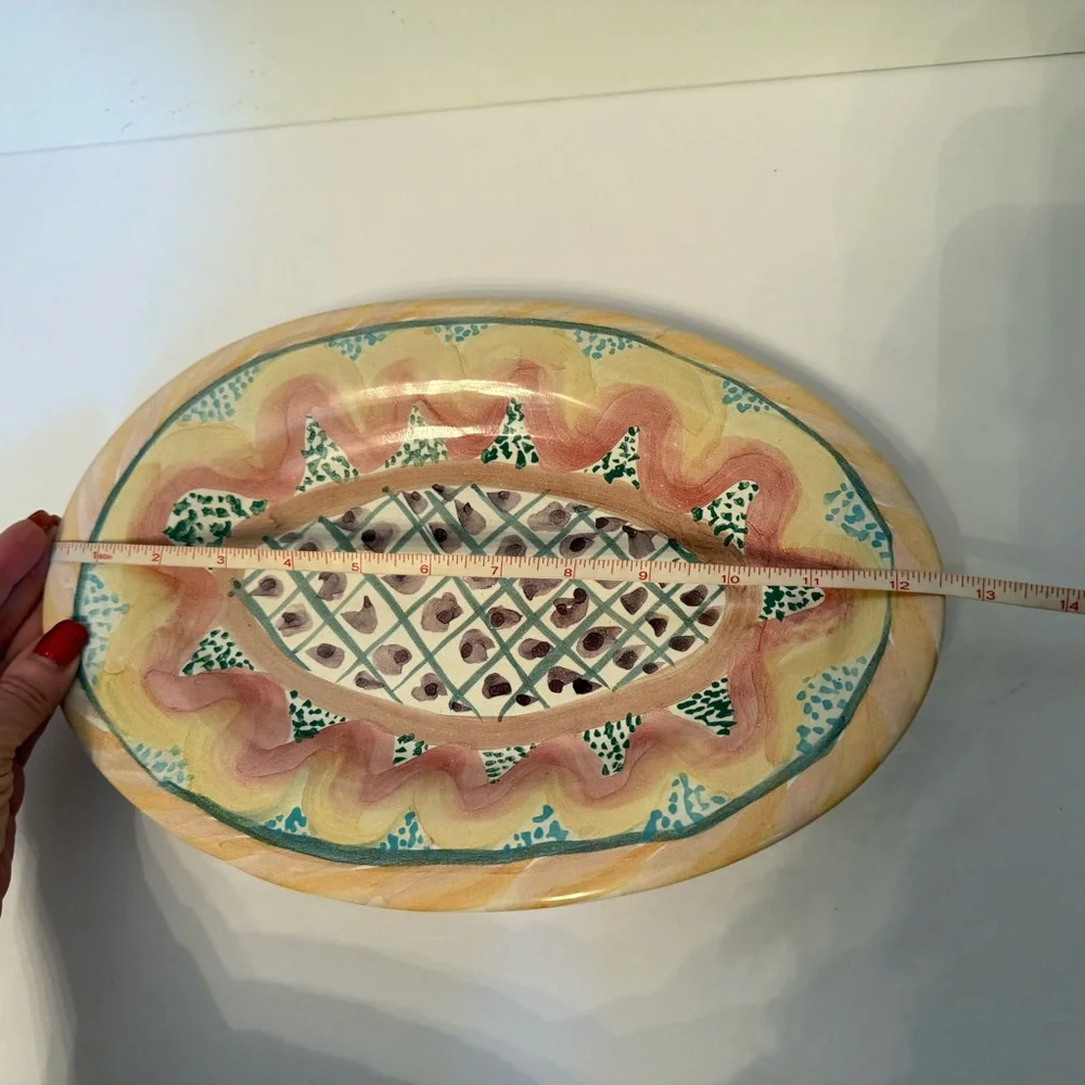MACKENZIE-CHILDS PLATTER KEUKENHOF PATTERN OVAL RETIRED HAND PAINTED USA HOME